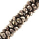 Faceted glass beads 3x2mm disc - Antique bronze metallic-pearl shine coating